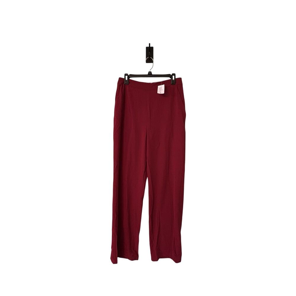 Blue Blush Women Large Burgundy Pants Pockets Flat Front Flare Lined Slacks
